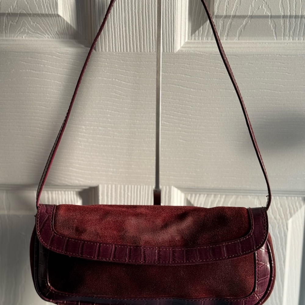 Vintage Merlot Suede shoulder bag